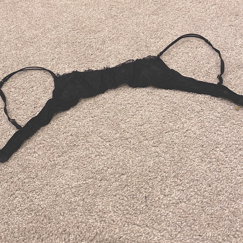 Love Haus black mesh bra with boning